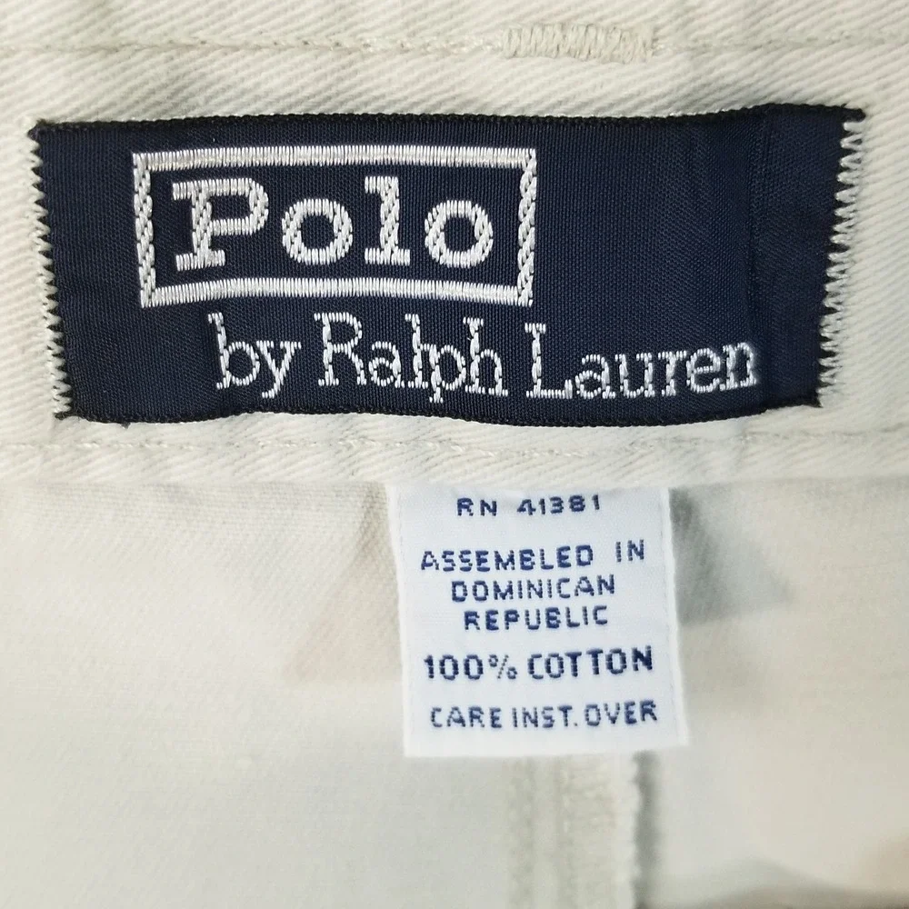Polo Ralph Lauren Pants Mens 36x29 Cream Pleated Chino Cotton Twill Straight Leg